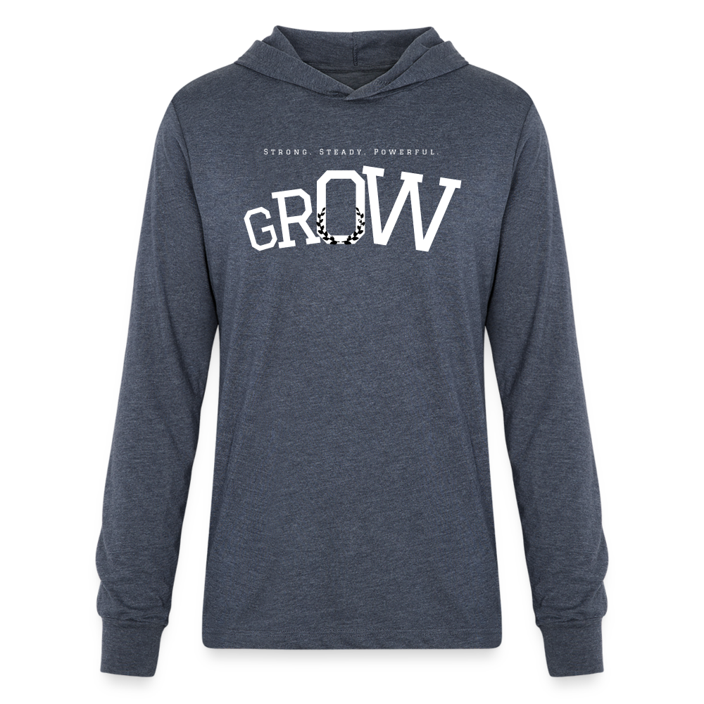 Lightweight “GROW” Hoodie - heather navy